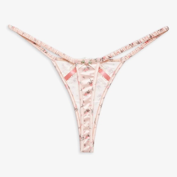 For Love & Lemons Peaches & Cream Thong Panty Peach XS NEW - Picture 6 of 6